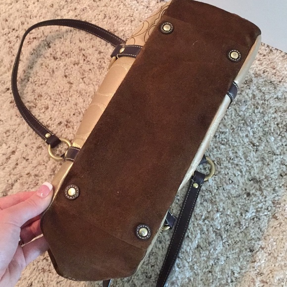 Coach gold signature patchwork gallery tote bag book tote vintage - Picture 9 of 10